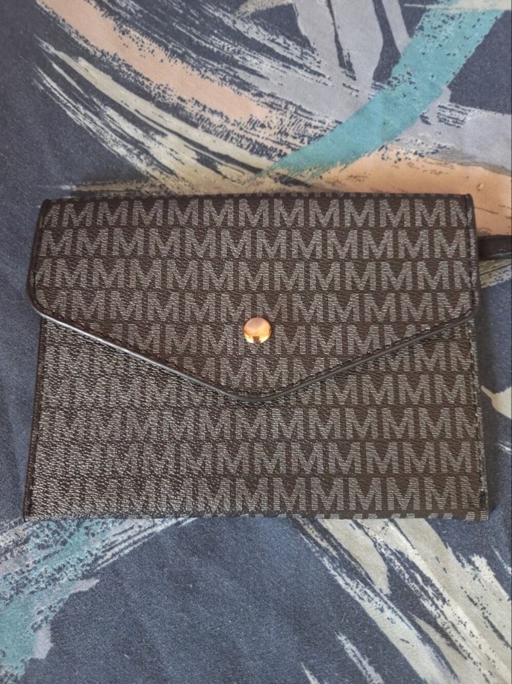 MKF Collection Monogram Envelope Pouch Wristlet Clutch